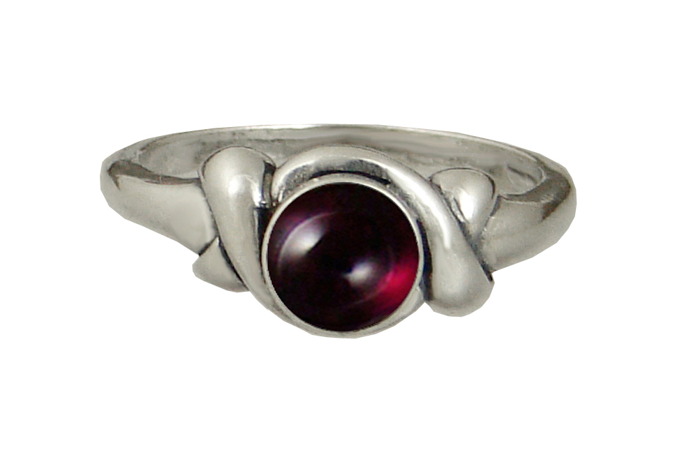 Sterling Silver Lover's Knot Ring With Garnet Size 8